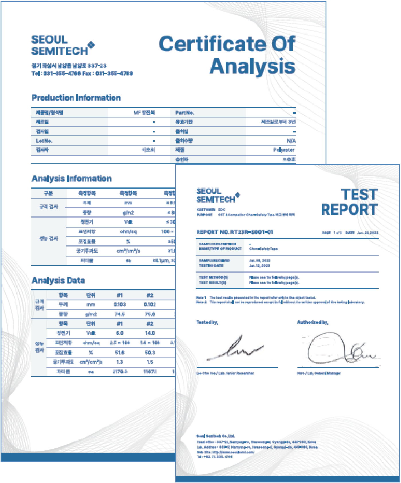 COA and Quality Report